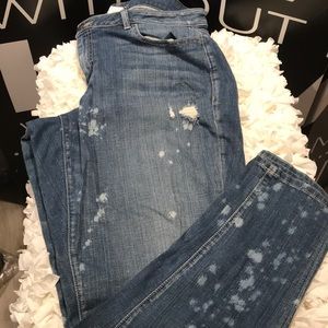 Bleached and distressed jeans